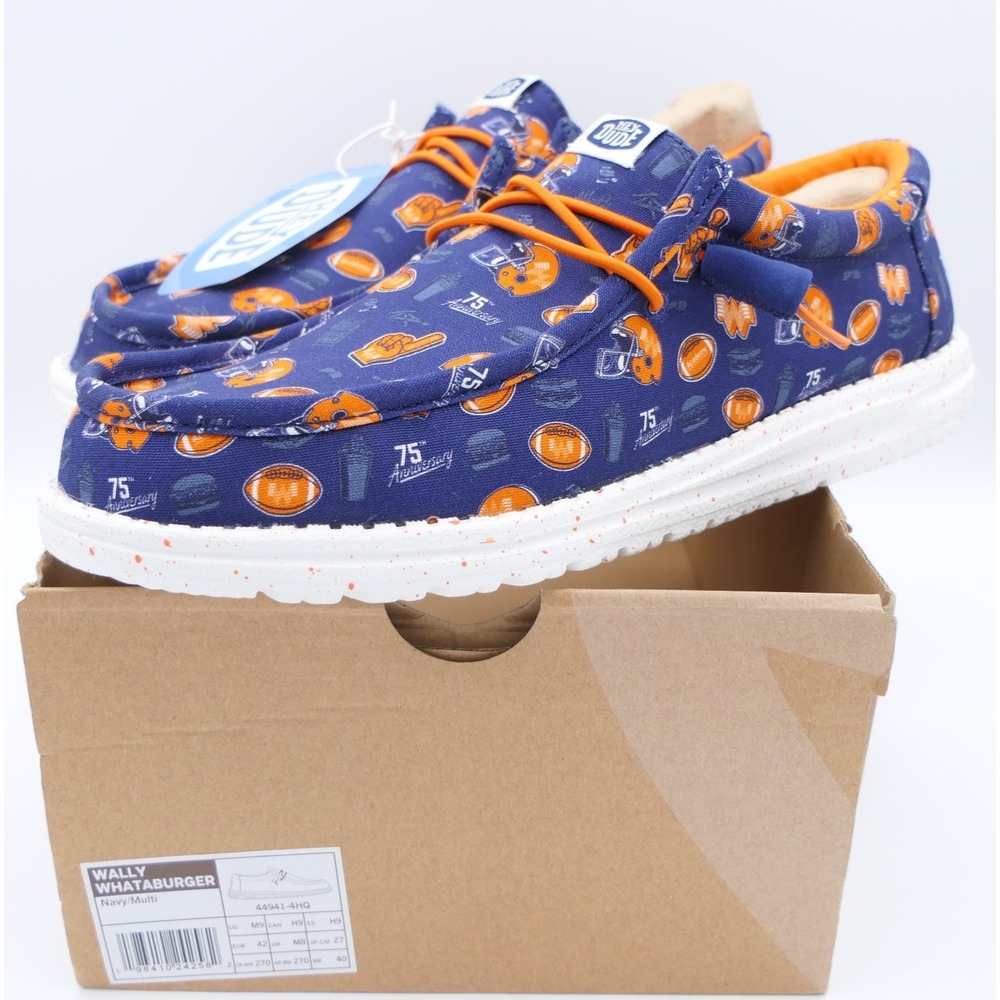 Hey Dude x Whataburger Wally Shoes Mens 9 Football Navy Academy Sports Exclusive